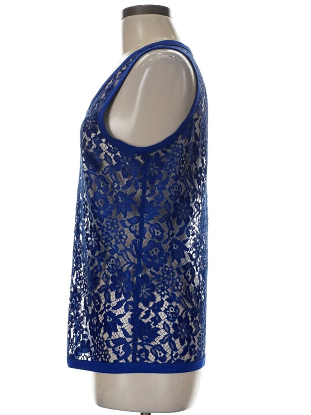 Joseph Cobalt Blue Floral Lace Tank Top Sleeveless Size US 6 EU 40 Cutout - Picture 3 of 7